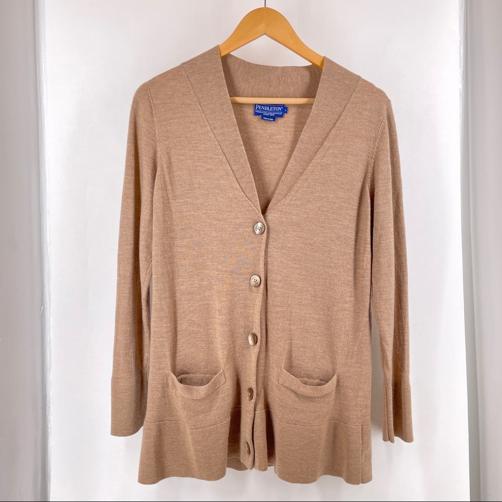 Pendleton Merino Wool Tan Cardigan Size Large